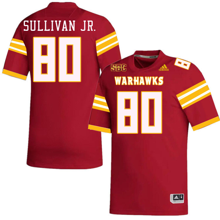 #80 Nate Sullivan Jr. Louisiana-Monroe Warhawks College Football Jerseys Stitched-Red